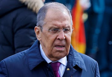 Russia's Foreign Minister Sergei Lavrov attends a military parade on Victory Day, which marks the 79th anniversary of the victory over Nazi Germany in World War Two, in Red Square in Moscow, Russia, May 9, 2024.