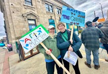 Linda Coakley and Jude Fulton say the Western Branch of the Art Gallery of Nova Scotia has brought much happiness and art opportunities for people of all ages in Yarmouth. They're hoping a decision to close the gallery will be reversed and were among those who attended a May 11 protest of the closure. TINA COMEAU