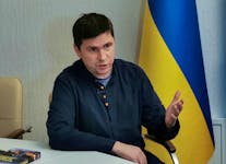 Mykhailo Podolyak, a political adviser to Ukraine's President Volodymyr Zelenskiy, speaks during an interview with Reuters, amid Russia's attack on Ukraine, in Kyiv, Ukraine November 2, 2022. 