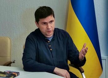 Mykhailo Podolyak, a political adviser to Ukraine's President Volodymyr Zelenskiy, speaks during an interview with Reuters, amid Russia's attack on Ukraine, in Kyiv, Ukraine November 2, 2022. 