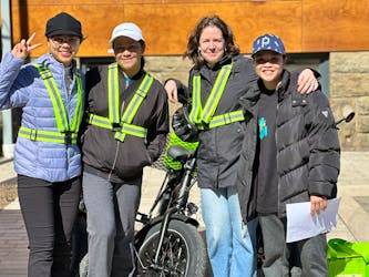 New Dawn Meals on Wheels, in partnership with the Cape Breton Island Centre for Immigration, is officially announcing its Meals on 2 Wheels program. From left are volunteer Jodie Vo, volunteer Morena Gamis, Meals on Wheels manager Sara Roth and volunteer Eden Nguyen before leaving for the first bike delivery of the season. CONTRIBUTED