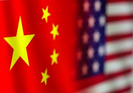 U.S. and Chinese flags are seen in this illustration taken, January 30, 2023.