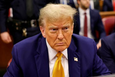 Former U.S. President Donald Trump sits in the courtroom at Manhattan Criminal Court on May 14, 2024 in New York City, U.S.  Michael M. Santiago/Pool via