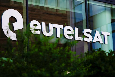 The logo of the European satellite operator Eutelsat is pictured at the company's headquarters in Issy-les-Moulineaux near Paris, France, August 17, 2022.