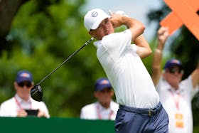 May 3, 2024; McKinney, Texas, USA; Jordan Spieth plays his shot from the second tee during the second round of THE CJ CUP Byron Nelson golf tournament. Mandatory Credit: Jim Cowsert-USA TODAY Sports/File Photo