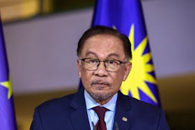 Malaysia's Prime Minister Anwar Ibrahim holds a press conference with German Chancellor Olaf Scholz (not pictured) in Berlin, Germany, March 11, 2024.