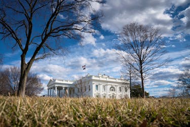 The White House is pictured from the West Wing Driveway in Washington, U.S., February 10, 2022.