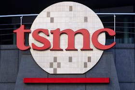 The logo of Taiwan Semiconductor Manufacturing Co (TSMC) is pictured at its headquarters, in Hsinchu, Taiwan, January 19, 2021.