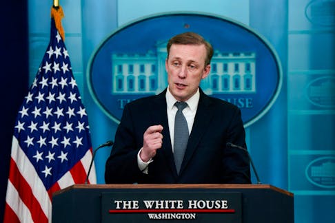 U.S. White House National Security Advisor Jake Sullivan speaks during a press briefing at the White House in Washington, U.S., April 24, 2024.