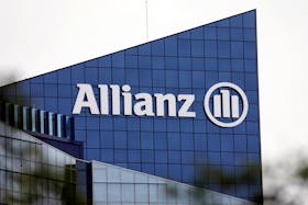 The logo of insurer Allianz SE is seen on the company building in Puteaux at the financial and business district of La Defense near Paris, outside Paris, France, May 14, 2018. 