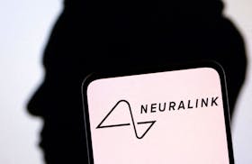 Neuralink logo and Elon Musk silhouette are seen in this illustration taken, December 19, 2022.