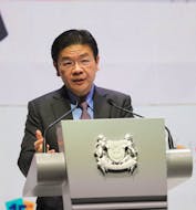 Singapore's Deputy Prime Minister and Minister for Finance Lawrence Wong delivers the Singapore Energy Lecture during the 15th Singapore International Energy Week, in Singapore October 25, 2022.