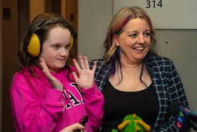 Elizabeth Mason-Squires and her daughter Rowan speak with reporters following an announcement at Autism Nova Scotia's Bedford office on Wednesday, May 15, 2024.
Ryan Taplin - The Chronicle Herald