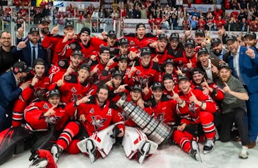 The Drummondville Voltigeurs are the 2024 Gilles-Courteau Trophy champions after knocking off the Baie-Comeau Drakkar 4-0 in their QMJHL championship series on May 14. They’ll now head to the 2024 Memorial Cup that starts on May 25. Photo courtesy QMJHL/Twitter