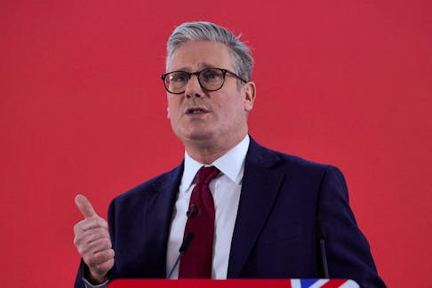 Britain's opposition Labour Party leader Keir Starmer speaks, in Deal, Britain, May 10, 2024.
