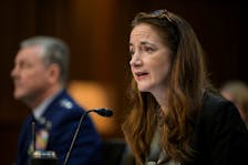 U.S. Director of National Intelligence Avril Haines and the Director of Defense Intelligence Agency Lt. General Jeffrey A. Kruse testify before a Senate Armed Services Committee hearing on worldwide threats, at Capitol Hill in Washington, U.S., May 2, 2024.