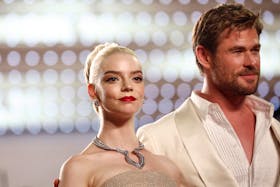 Cast members Anya Taylor-Joy and Chris Hemsworth pose on the red carpet as they leave after the screening of the film "Furiosa: A Mad Max Saga" Out of competition at the 77th Cannes Film Festival in Cannes, France, May 15, 2024.