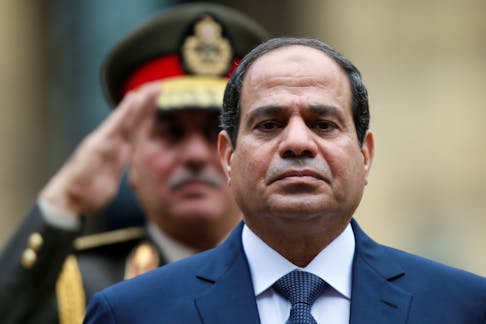 Egyptian President Abdel Fattah al-Sisi attends a military ceremony in the courtyard of the Hotel des Invalides in Paris, France, November 26, 2014.