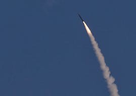 An "Arrow 3" ballistic missile interceptor is seen during its test launch near Ashdod December 10, 2015. Israel test-launched its "Arrow 3" ballistic missile interceptor on Thursday, the Defence Ministry said in a statement, adding that it would provide updates on the result of the live trial. 