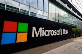 A sign of Microsoft is pictured on its office building in Beijing, China May 25, 2023.