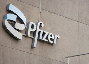 A  compagny logo is seen at a Pfizer office in Puurs, Belgium, December 2, 2022.