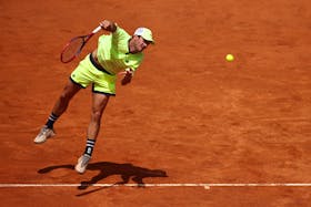 Tennis - Italian Open - Foro Italico, Rome, Italy - May 16, 2024 Tommy Paul of the U.S. in action during his quarter final match against Poland's Hubert Hurkacz