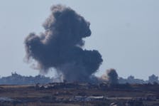 Smoke rises from an explosion following an Israeli airstrike in northern Gaza, near the Israel-Gaza border, amid the ongoing conflict between Israel and the Palestinian Islamist group Hamas, as seen from Israel, May 15, 2024.