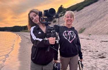 Kali Ash, 18 and her mother, Deanne Collins, mess around with the Janeway Telethon production team's equipment. Ash is one of four 2024 Janeway Kids, telling her story in support of the Janeway Telethon on June 1 and 2. - Contributed