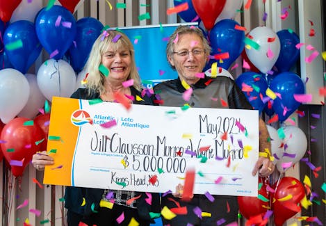 Wayne and Jill Munro of New Glasgow, N.S. are winners of Atlantic Lottery's Lotto 6/49 $5-million Classic Jackpot May 11 draw. - Contributed