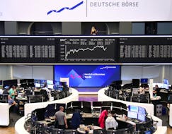 The German share price index DAX graph is pictured at the stock exchange in Frankfurt, Germany, April 8, 2024.