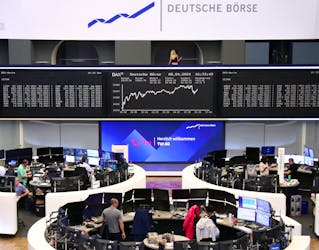 The German share price index DAX graph is pictured at the stock exchange in Frankfurt, Germany, April 8, 2024.