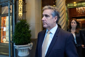 Michael Cohen, a former attorney for Republican presidential candidate and former U.S. President Donald Trump, heads to court for second day of cross-examination at Trump's criminal trial over charges that he falsified business records to conceal money paid to silence porn star Stormy Daniels in 2016, New York City, U.S., May 16, 2024.