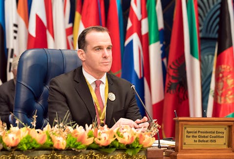 U.S. envoy to the coalition against Islamic State Brett McGurk attends the Kuwait International Conference for Reconstruction of Iraq, in Bayan, Kuwait February 13, 2018.