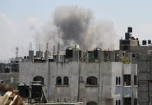 Smoke rises following Israeli strikes, amid the ongoing conflict between Israel and Hamas, in Jabalia refugee camp northern Gaza Strip, May 13, 2024.