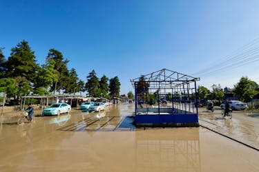 View of flooded streets in Sheikh Jalal district, Baghlan province, Afghanistan May 12, 2024.