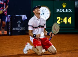 Tennis - Italian Open - Foro Italico, Rome, Italy - May 17, 2024  Chile's Nicolas Jarry celebrates after winning his semi final match against Tommy Paul of the U.S.