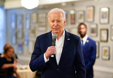 U.S. President Joe Biden delivers remarks at Mary Mac's Tea Room during a campaign event in Atlanta, Georgia, U.S., May 18, 2024.