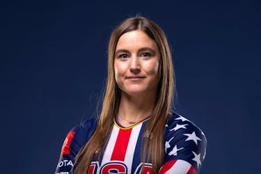 U.S. Bicycle Motocross rider Alise Willoughby poses for a portrait during the Team USA media summit ahead of the Paris Olympics and Paralympics, at an event in New York, U.S., April 15, 2024.
