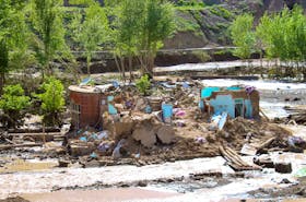 Remainings of houses damaged by the flood are pictured in Firozkoh the capital city of Ghor Province, Afghanistan, May 18, 2024.