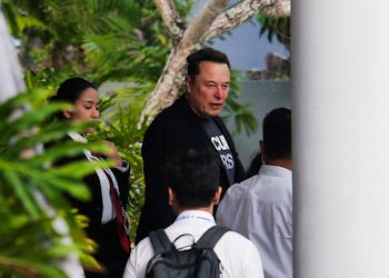 Elon Musk, Chief Executive Officer of SpaceX and Tesla and owner of X, arrives at the I Gusti Ngurah Rai Bali International Airport to inaugurate the Starlink operation and attend the 10th World Water Forum in Kuta, Bali, Indonesia, May 19, 2024.