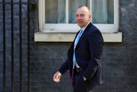 Secretary of State for Northern Ireland Chris Heaton-Harris walks to attend the weekly cabinet meeting, the first since mayoral and local elections, at Downing Street in London, Britain, May 7, 2024.
