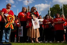 People impacted by the contaminated blood scandal gather in Westminster for a vigil to remember those that lost their lives, ahead of the release of final report of the Infected Blood Inquiry on Monday, in London, Britain, May 19, 2024.