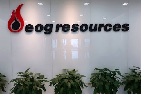 The logo of U.S. oil and gas company EOG Resources is seen in its office in Chongqing, China December 15, 2017. Picture taken December 15, 2017.