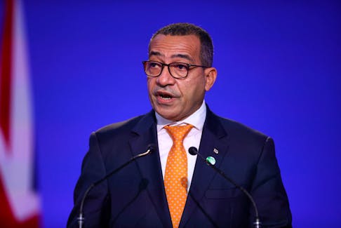 Carlos Manuel Vila Nova, President of Sao Tome and Principe, speaks during the UN Climate Change Conference (COP26) in Glasgow, Scotland, Britain, November 2, 2021.