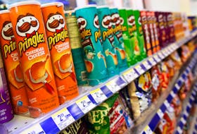 Cans of Pringles are seen on display in New York April 5, 2011.