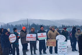 Residents of the Codroy Valley gathered in Doyles on Jan. 6, 2024, to express their opposition to World Energy GH2s proposed wind farm development in the area. The rally was organized by Codroy Valley United. – Contributed