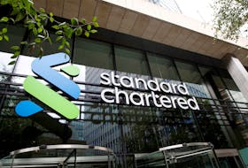The Standard Chartered bank logo is seen at their headquarters in London, Britain, July 26, 2022. 