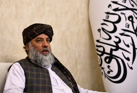 Taliban's acting commerce minister Haji Nooruddin Azizi speaks during an interview with Reuters, at the Embassy of Afghanistan in Beijing, China October 19, 2023.