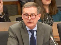 Bank of Canada Governor Tiff Macklem testifies at the Senate's banking, commerce and economy committee on May 1, 2024.