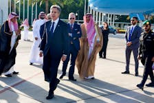 U.S. Secretary of State Antony Blinken walks as he arrives in Jeddah, Saudi Arabia, March 20, 2024.